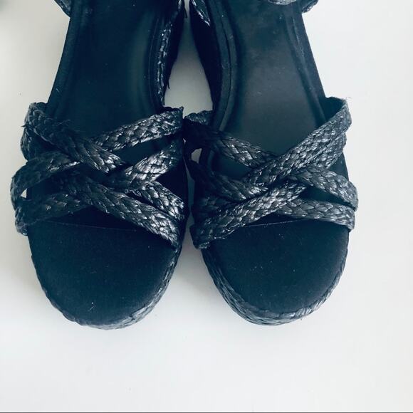 NEW A New Day 'Luisa' Women's 11 Woven Straw Wedge Sandal Black - Picture 3 of 7